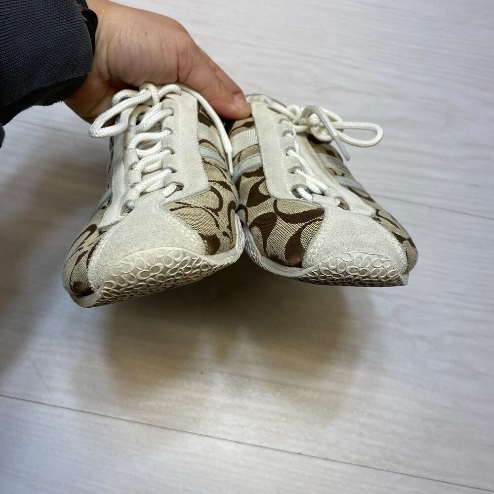 Coach Katelyn Signature Monogram Canvas Sneakers Women's Size 7M khaki Low Top - Picture 5 of 9